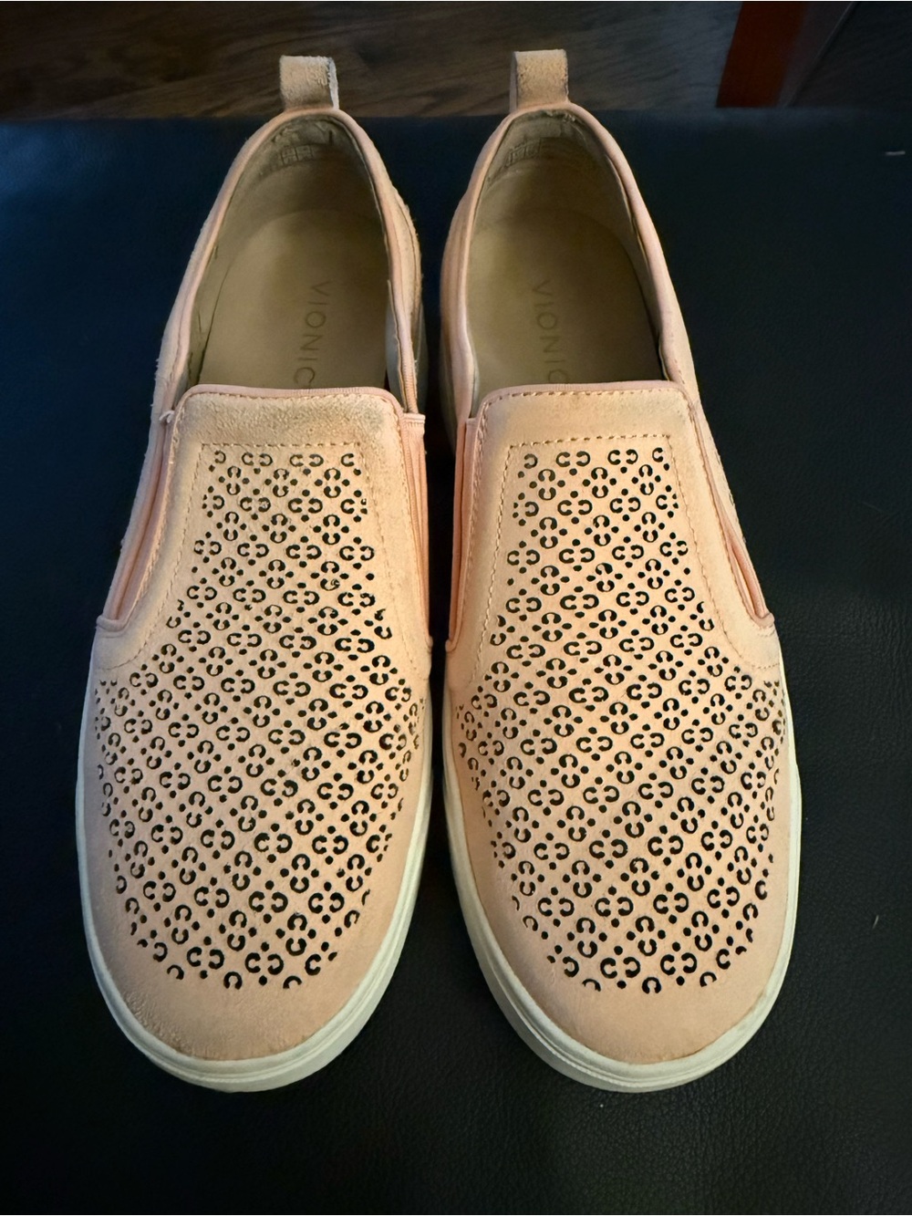 Vionic Women's Slip-On Perforated Sneakers in Blush Pink